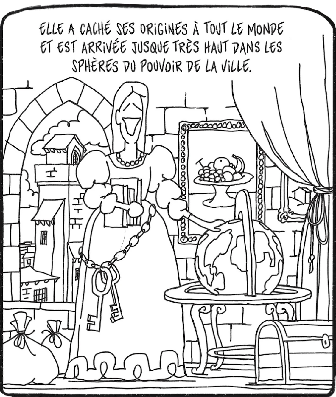 dialogue de Ysa : Elle a caché ses origines à tout le monde et est arrivée jusque très haut dans les sphères du pouvoir de la ville. Le dialogue est accompagné de l'image que Ysa se fait de sa soeur.